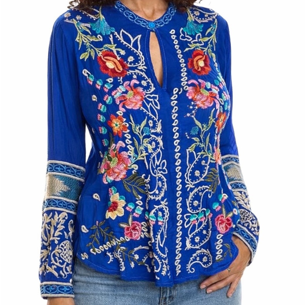 Johnny Was Tamarind Embroidered Blouse NWT